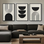 Framed Boho Wall Art for Living Room, Large 3 Piece Neutral Geometric Black and - Image 2