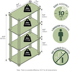 Furinno Turn-S-Tube Storage Shelves, 4-Tier Book Shelf, Corner Shelf, Toolless - Image 3