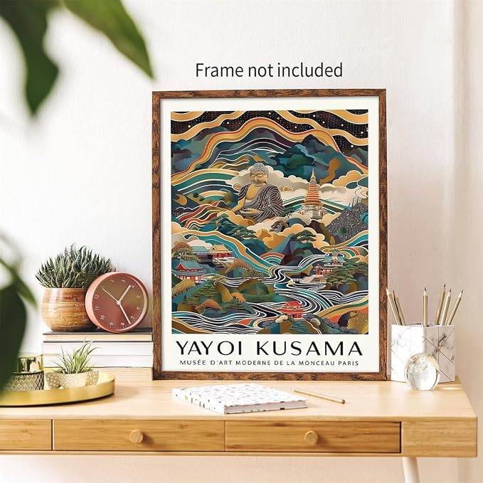 Yayoi Kusama Canvas Wall Art Vintage Japanese Poster Abstract Buddha Decor - Image 5