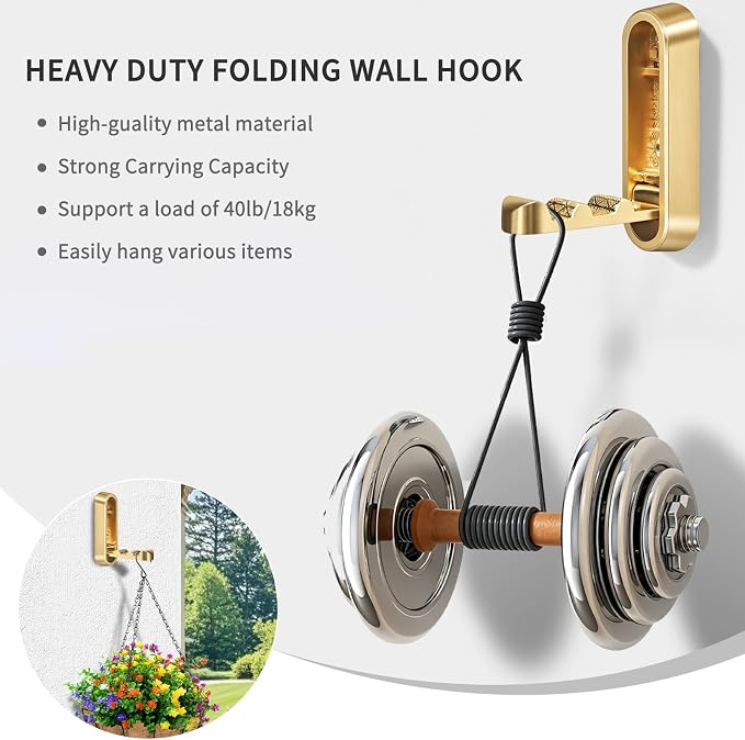 4PCS Folding Coat Hooks, Heavy Duty Wall Hooks Made of Zinc Alloy, Foldable - Image 4