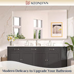 Keonjinn 72 x 36 Brushed Nickel Bathroom Vanity Mirror, Large Rounded Rectangle - Image 2