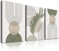 Sage Green Boho Wall Art Set of 3, Minimalist Framed Wall Art Geometric Line by KBKBART