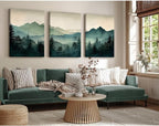 Mountain Wall Art Decor Set of 3 Sage Green Forest Canvas Wall Art Prints - Image 5