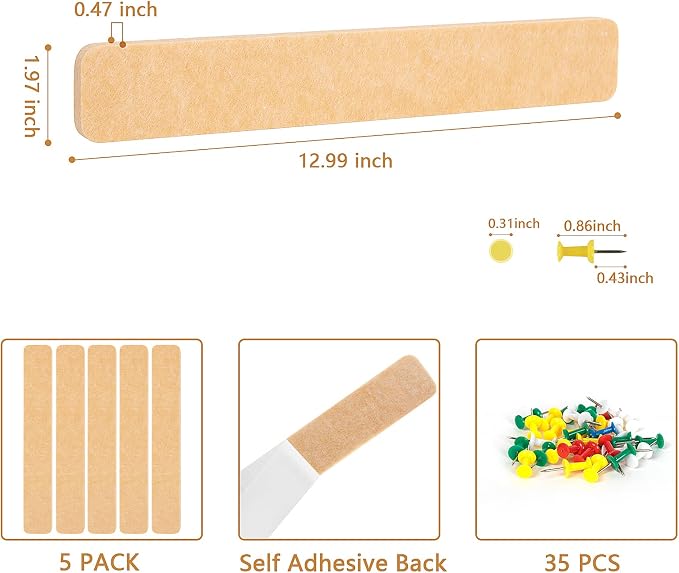 5 Pack Felt Pin Board Bar Strips Bulletin Board - Image 5