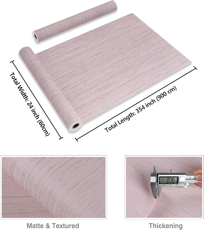 CRE8TIVE Large Size 24"x354" Pale Pink Grasscloth Peel and Stick Wallpaper - Image 8