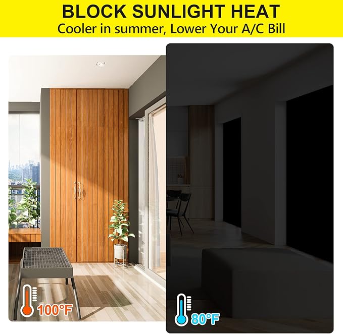 FADOTY Blackout Curtains for Bedroom, Portable 100% Black Out Window Cover Film - Image 8