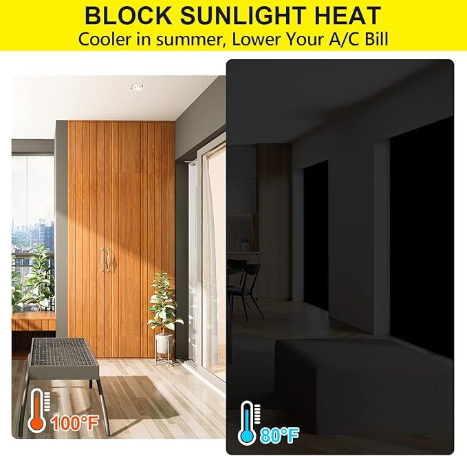 FADOTY Blackout Curtains for Bedroom, Portable 100% Black Out Window Cover Film - Image 8