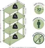 Furinno Turn-N-Tube Storage Shelves, 4-Tier Open Frame Book Shelf, Standing - Image 3