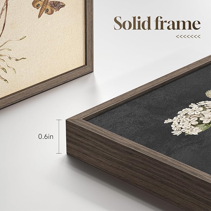 Framed Botanical Wall Art for Living Room, 4 Piece Rustic Floral Canvas - Image 6