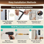 Antok 58"x20" Over the Door Mirror, Full Length Mirror Door Hanging - Image 5