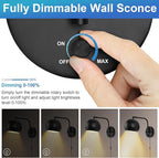 VATONI Plug in Wall Sconces, Dimmable Wall Sconce Swing Arm Wall Lights - Image 2