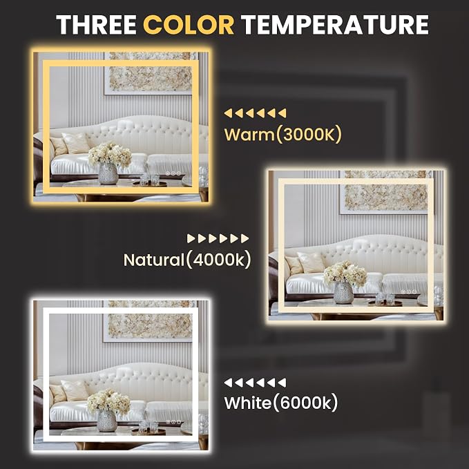 LOAAO 30"x38" LED Bathroom Mirror - Image 5
