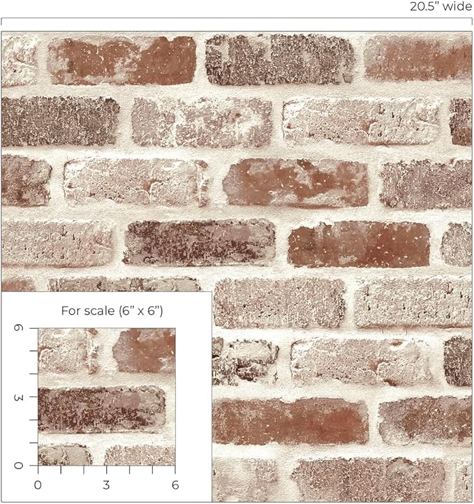 NextWall Washed Faux Brick Peel and Stick Wallpaper - Image 7