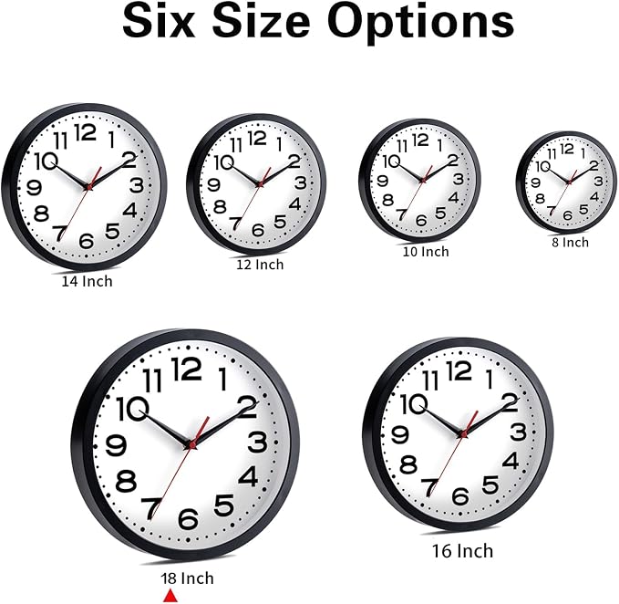 Roymnie Wall Clock Silent Non-Ticking Modern Clock Battery Operated 18 Inch - Image 3