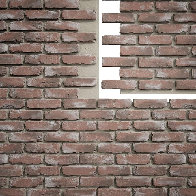 EverStone Aged Brick Faux Brick Panel, 46 7/8"W x 27"H x 1 1/4"D, Burnished Red - Image 9