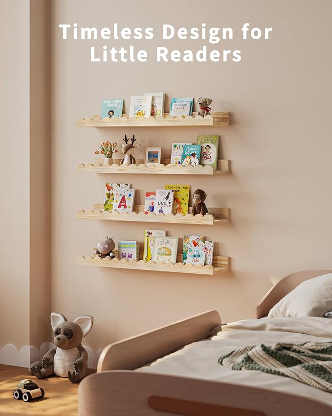Shario Nursery Book Shelves, Scalloped Shelves, Wall Book Shelves - Image 6