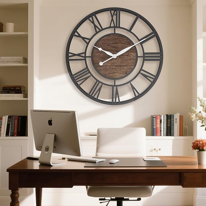 Pytha Sight 24 Inch Large Oversized Farmhouse Modern Decorative Wall Clock - Image 5