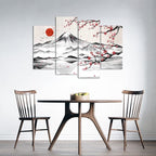 LyerArtork 4 Panel Japanese Ink Painting Wall Art Mount Fuji - Image 3