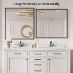 LOAAO 30"X36" Black Rectangle Bathroom Mirror Wall, Matte Black Aluminum Alloy - Image 4