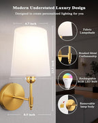 Ouyulong Battery Operated Wall Sconces Set of 2, Wireless Rechargeable Dimmable - Image 5