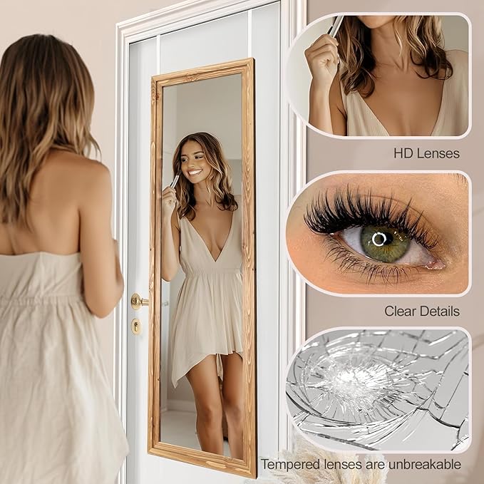 50"x16" Door Mirror, Rustic Full Length Mirror, Over The Door Hanging Mirrors - Image 3
