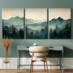Mountain Wall Art Decor Set of 3 Sage Green Forest Canvas Wall Art Prints - Image 6