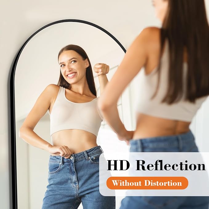 Sweetcrispy 58"x19" Arched Full Length Mirror, Leaning or Standing Full Body - Image 3