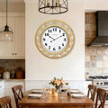SwallowLiving 24 Inch Vintage Iron Large Metal Frame Gold Wall Clock Silent by SwallowLiving