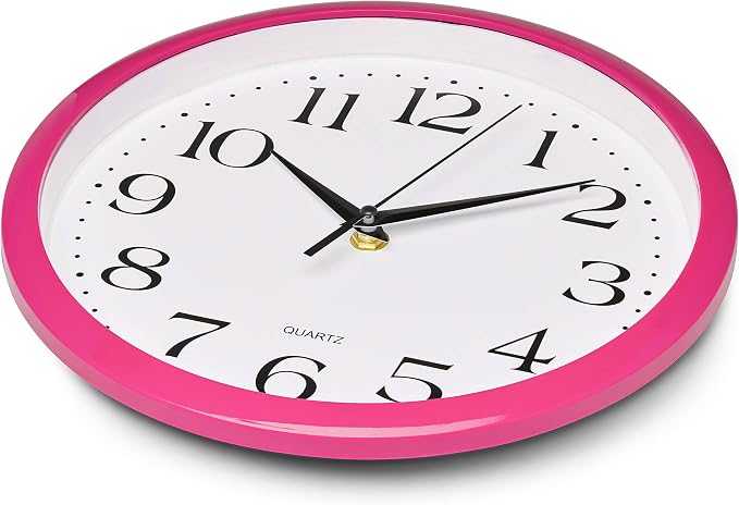 Bernhard Products Pink Wall Clock 10 Inch Silent Non Ticking Battery Operated - Image 3