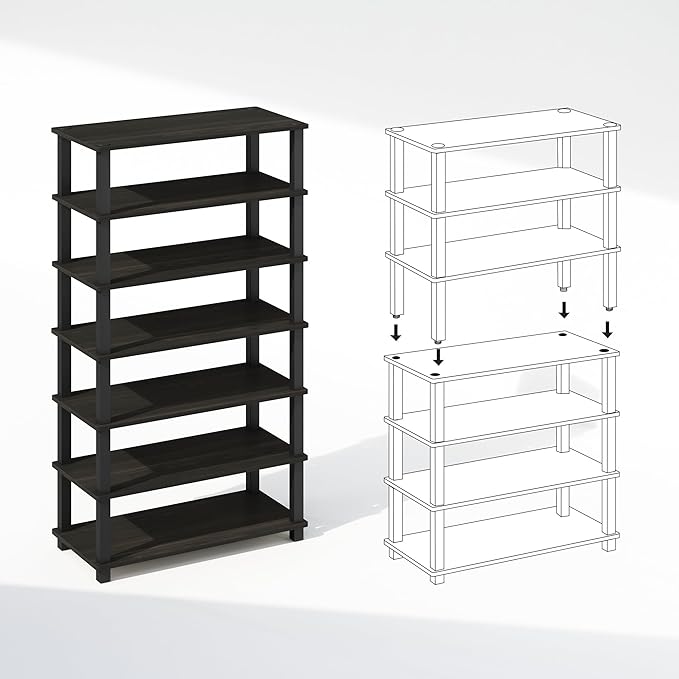 Furinno Turn-N-Tube Storage Shelves Set of 2, 4-Tier Stackable Standing Shelf - Image 4