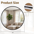 DUMOS 28 Inch Round Wall Mirror, Bathroom Mirror - Image 2