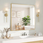 Koonmi Gold Mirrors for Wall, 30x30 Inch Bathroom Mirror, Rectangular Wall by KOONMI