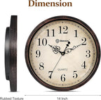 Geevon Vintage Wall Clock, Silent 14" Non Ticking Retro Round Clock Quartz - Image 3