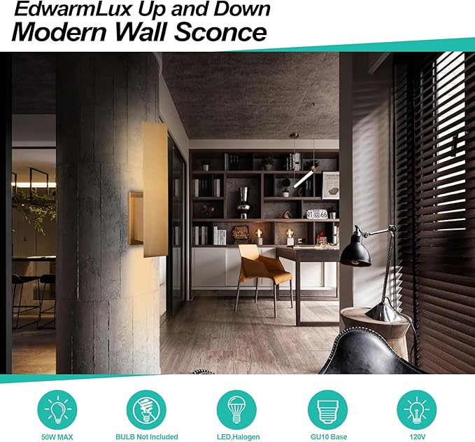 Edwarmlux Indoor Wall Sconces, Modern Wall Lights, Up and Down Wall Mount Light - Image 4