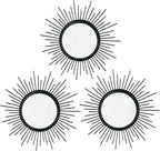 3 Pack Metal Mirrors for Wall Sunburst Wall Mirrors Home Décor Decorative by Uaussi