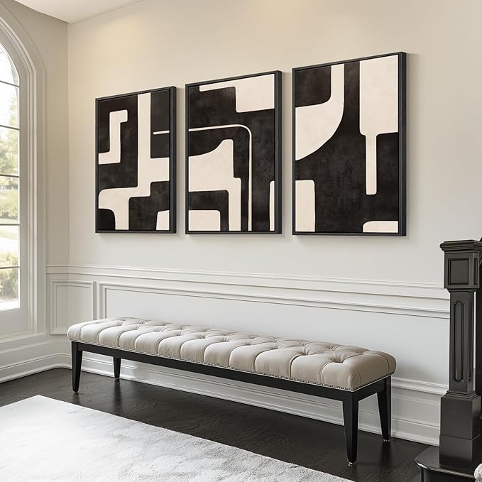 Large Framed Neutral Abstract Wall Art - Image 2