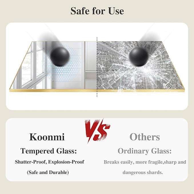 Koonmi Gold Rectangle Wall Mirror, 20x30 Inch Bathroom Mirror, Aluminum Frame - Image 5