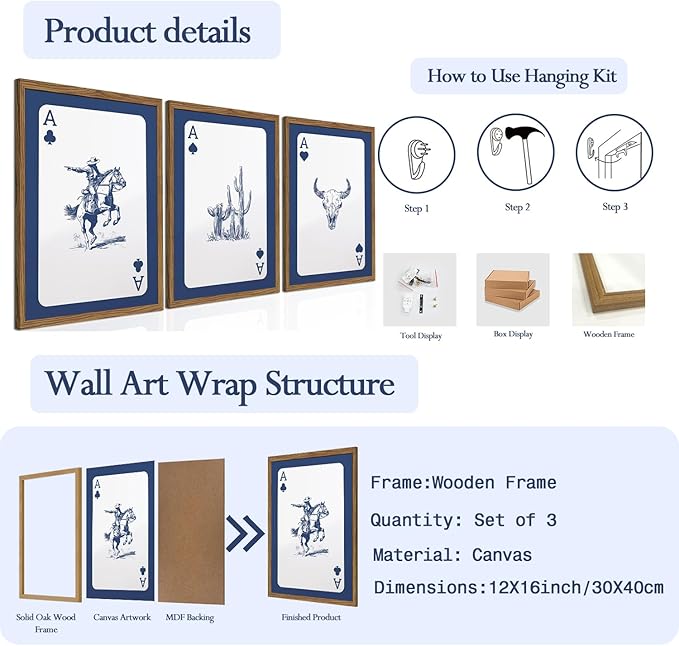 Western Wall Art Set of 3 - Image 2