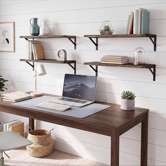 YGEOMER Floating Shelves for Wall, 23in Brown Wall Shelves for Living Room - Image 5