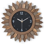 Honiway Wall Clock Battery Operated 12 in Rustic Wood Boho Sunburst Decorative by Honiway