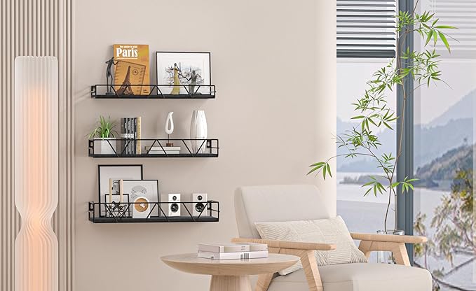 Amaoot Floating Shelves Set of 3, Home Wood Wall Shelf, Farmhouse Shelf - Image 5
