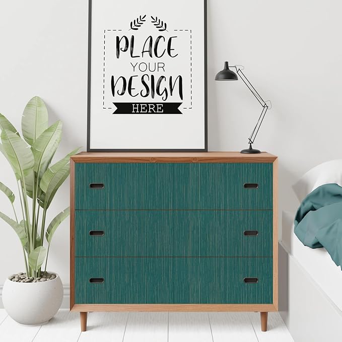 Teal Grasscloth Peel and Stick Wallpaper Texture Contact Paper A Set of 15.7" X - Image 3