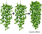 CEWOR 2pcs Fake Hanging Plants for Room Decor, 3.6ft Artificial Ivy Pothos Vine - Image 3