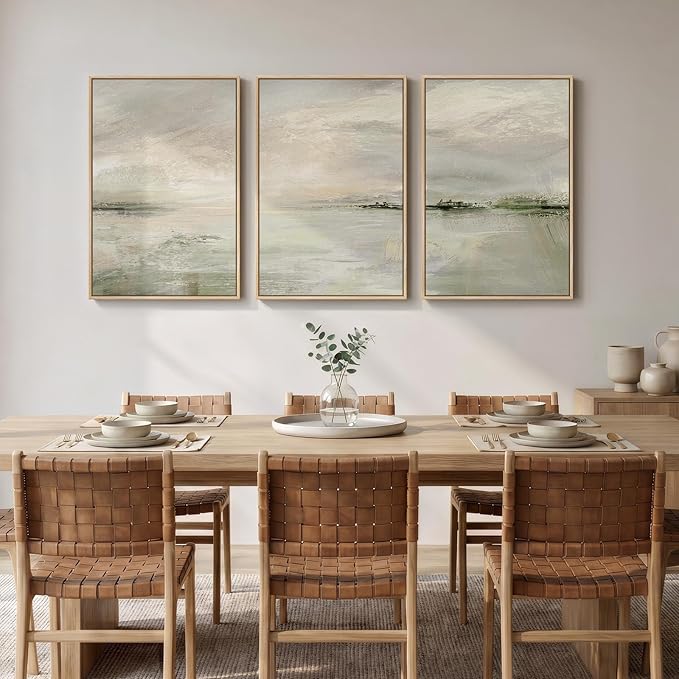 Framed Sage Green Abstract Landscape Wall Art - Image 4