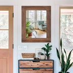 Rustic Mirror Wooden Rectangular Antique Wall Mirror Frame Decor Farmhouse - Image 3