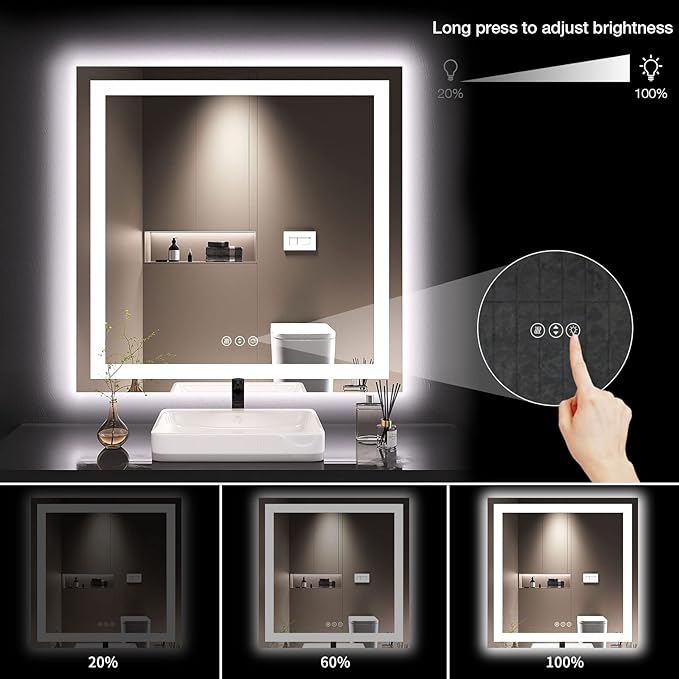 LOAAO 36X36 LED Bathroom Mirror - Image 4