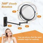 DECLUTTR 1X/15X Wall Mounted Makeup Mirror, 360° Swivel Extendable Bathroom - Image 3