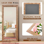 Full Length Mirror 76"x34" Solid Wood Frame Floor Large Mirror - Image 3