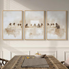 Framed Christian Wall Art Set of 3, The Last Supper Canvas Prints, Neutral by Cuspin