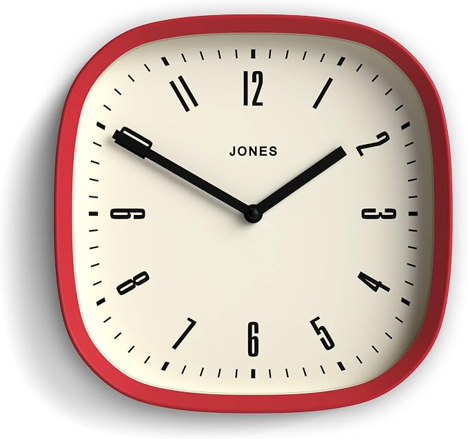 JONES CLOCKS® Marvel wall Clock | Modern Retro Rounded Square Clock | 10 inch | by JONESCLOCKS